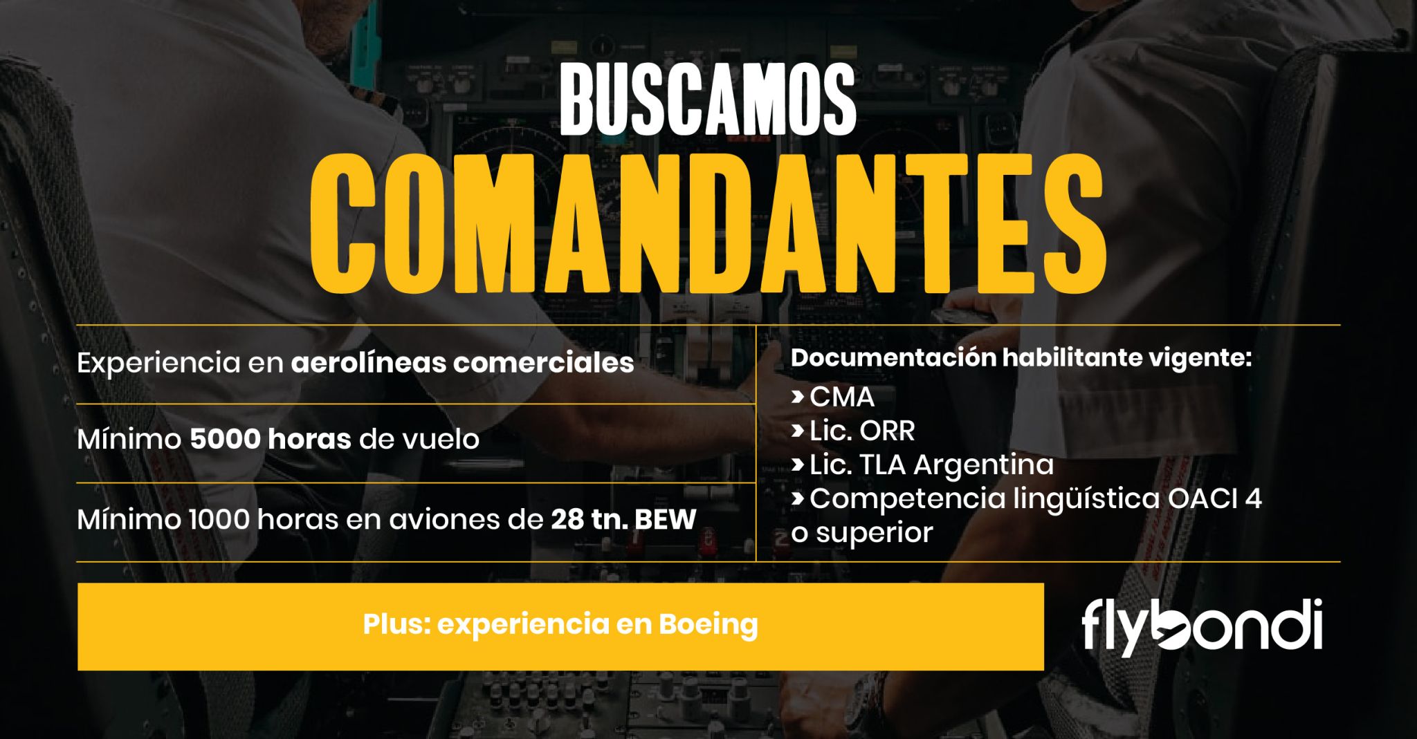 Flybondi abrió la convocatoria para comandantes de vuelo