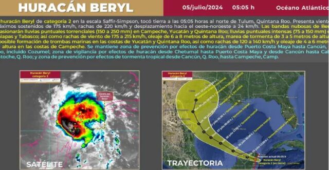 México: prevén que huracán Beryl permanezca hasta el domingo