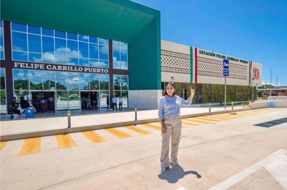 Tren Maya llega a la nueva estación en Felipe Carrillo Puerto