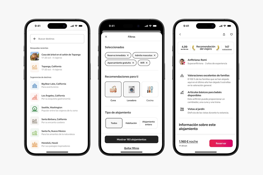 Airbnb lanza mejoras en su app para que sea más personalizada