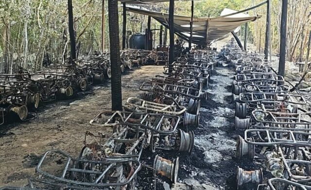 Cozumel: incendio arrasa base de cuatrimotos de empresa turística