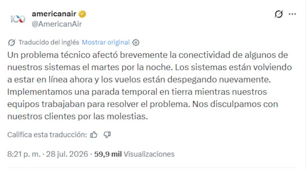 Caos histórico en American: unos 2.500 vuelos cancelados en un día