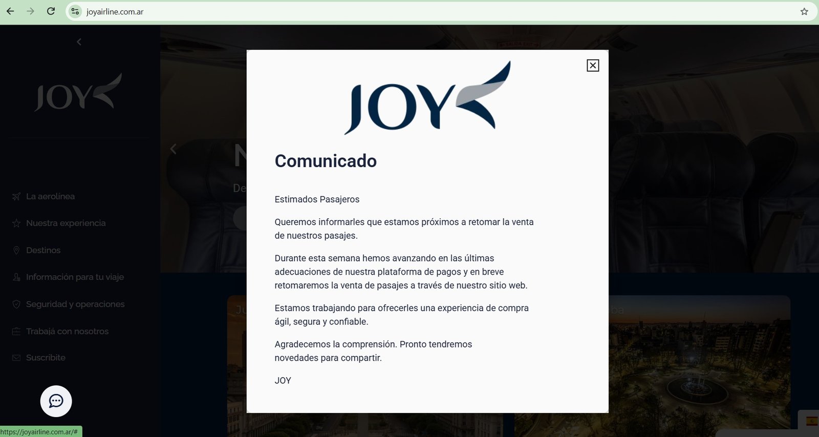 Fiasco en Argentina: Joy Airline aplaza debut ante críticas a tarifas