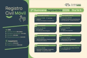 El Registro Civil Móvil informa su cronograma para la segunda quincena de septiembre