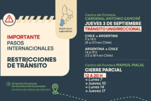 Los pasos Cardenal Samoré y Mamuil Malal tendrán cierres programados