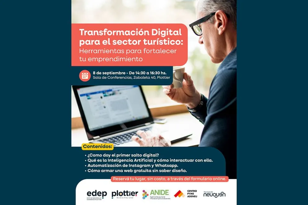 Dictarán un taller de transformación digital para prestadores turísticos en Plottier